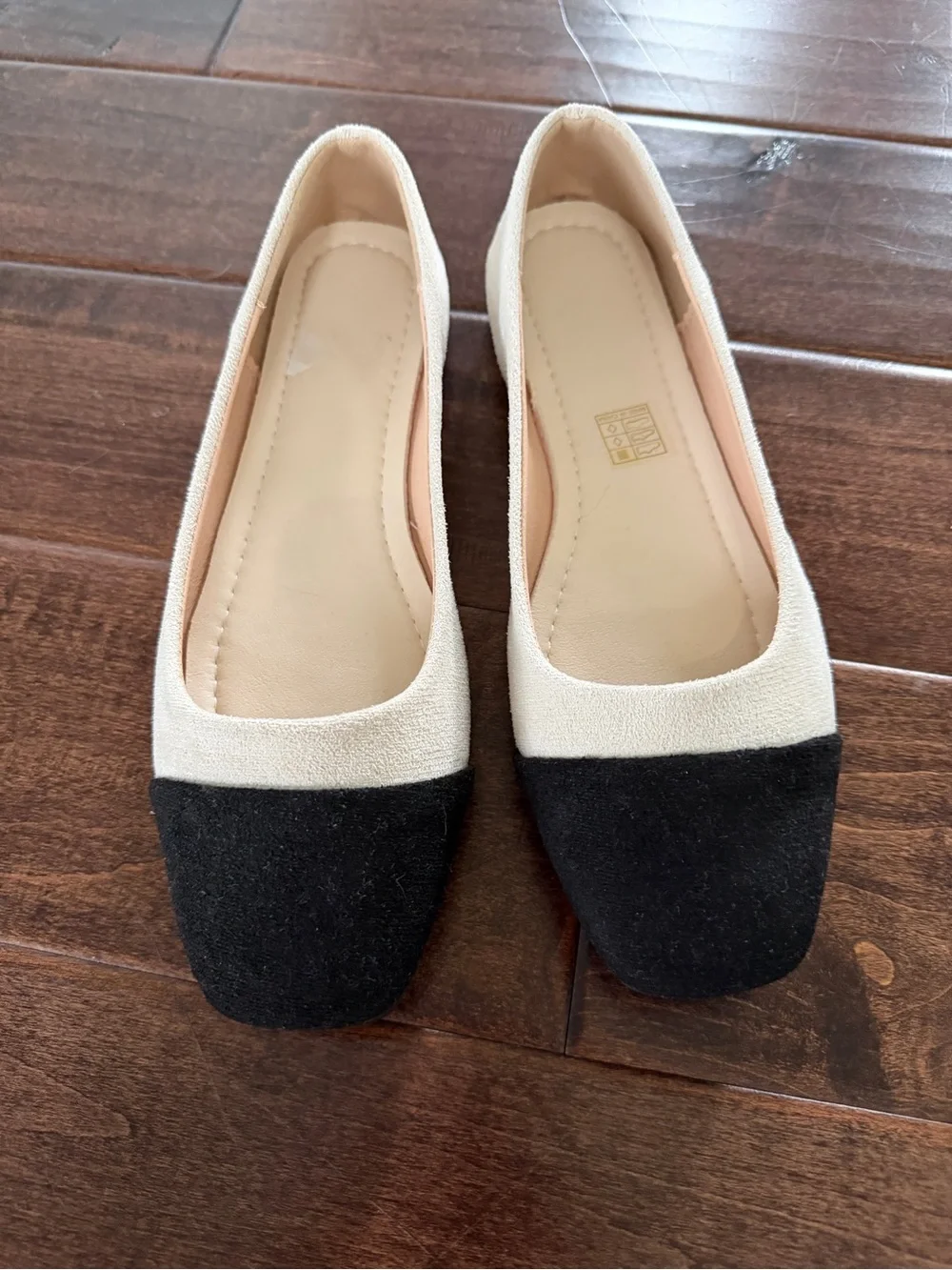 Black and White Slip-On Flats - Comfortable Office Shoes - Professional - Size 9